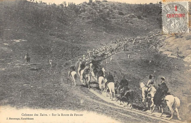 Cpa Morocco Column Of Zaers On The Road To Fouzer