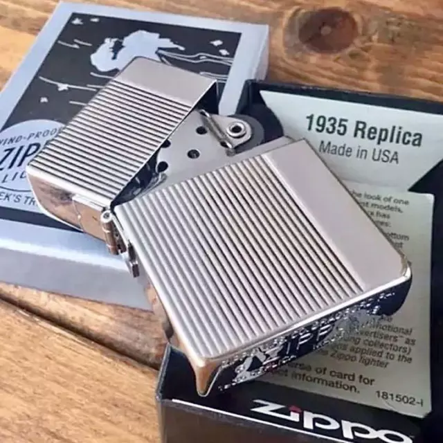 Zippo 1935 Replica Engine Turn Diamond Cut Line Silver Oil Lighter Japan