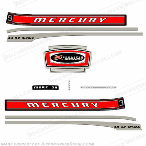 Fits Mercury 1968 3.9HP Outboard Engine Decals