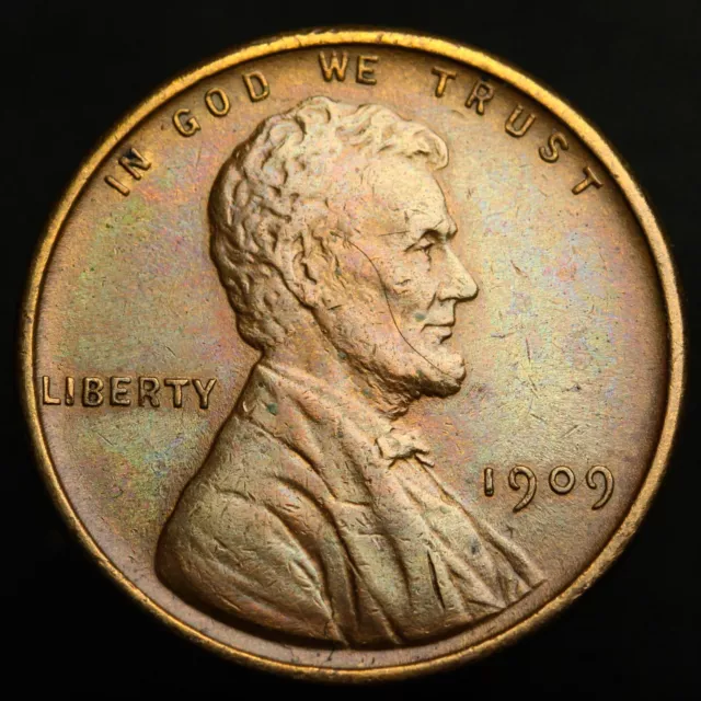 1909 VDB Lincoln Cent Toned, Wheat Ears Reverse 1c Penny 051921-09 Free Shipping