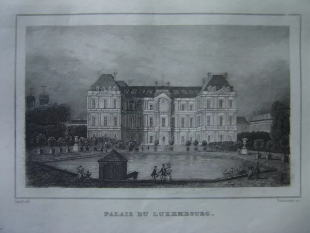 Gravure de PARIS Palais du Luxembourg Télégraphes 1840 Département de la Seine