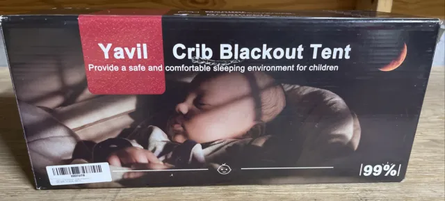 YAVIL Breathable 99 % Blackout Crib Stretchy Canopy Cover Black NEW for baby