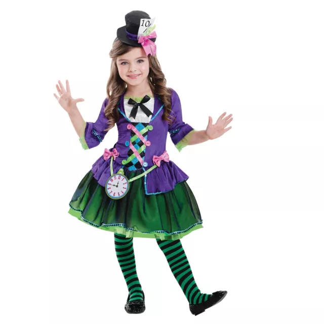 Kids Girls Bad Mad Hatter Wonderland Alice Fairytale Fancy Dress Costume Book