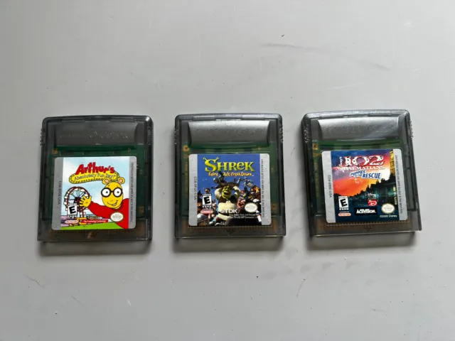 Game Boy Color Lot of 3 Games Arthur’s Absolutely Fun Day, Shrek, 102 Dalmations