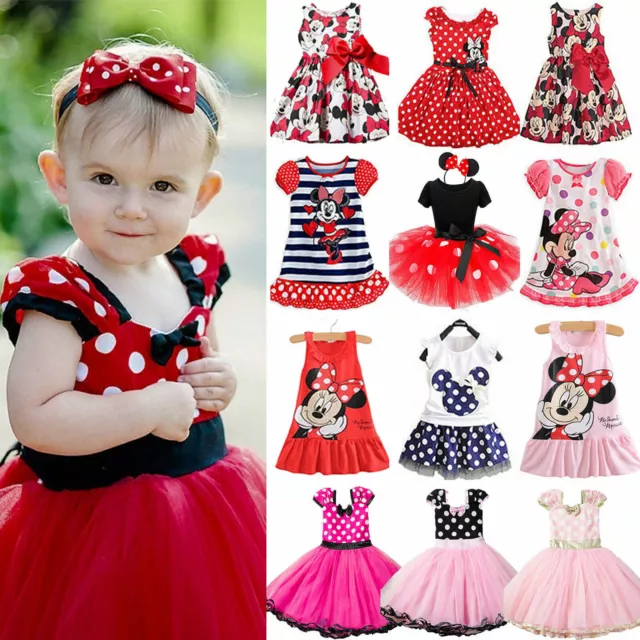 Kids Toddler Girls Minnie Mouse Birthday Party Costume Tutu Tulle Princess Dress