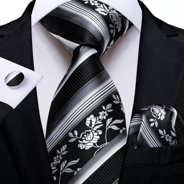 AU Mens ALL Silk Tie Striped Solid Paisley Necktie Hanky Cufflink Set Wedding