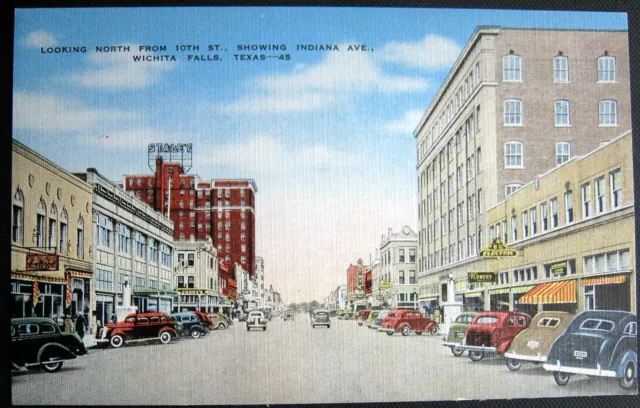 Wichita Falls Texas ~ 1940's INDIANA AVENUE from 10TH STREET ~ DOWNTOWN