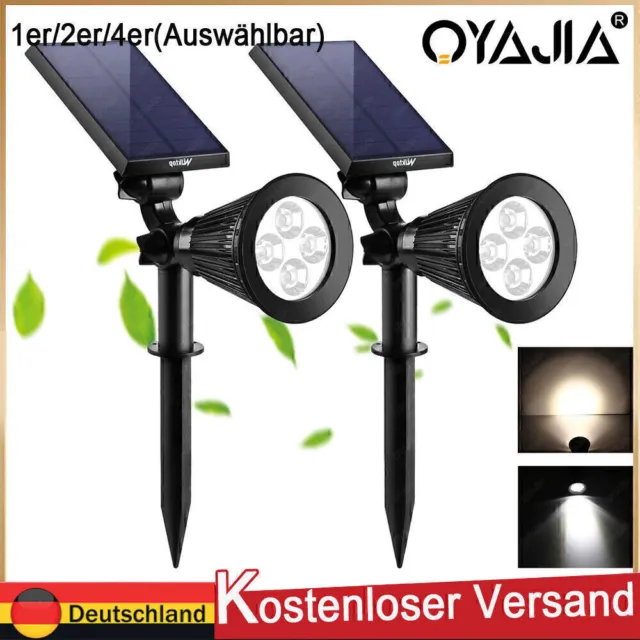 1/2/4er LED Solarstrahler Solarleuchte Solarlampe Gartenstrahler Spot Light DE
