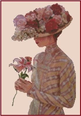 Femme Avec Fleurs Couronne & Colibri Point de Croix Kit Complet #24-139 