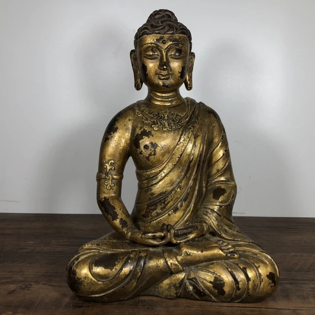 Chinese Exquisite Handmade Buddha Gilt Bronze Statue