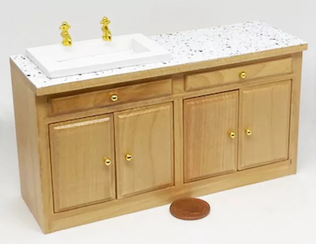 Dolls House Large Pine Colour Sink Unit Tumdee 1:12 Scale Kitchen Accessory 844