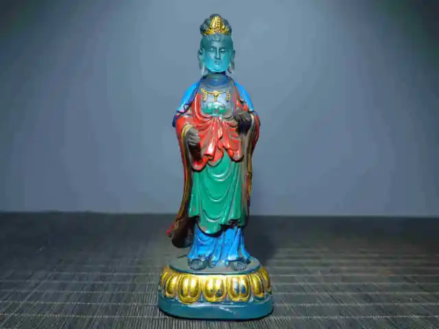 Chinese Old Beijing Glaze Handmade Exquisite Guanyin Statue 9063