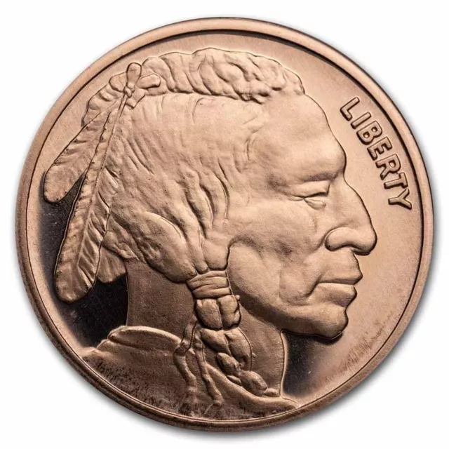 Indian Head and Buffalo - 1oz. Pure Copper Bullion Round!!