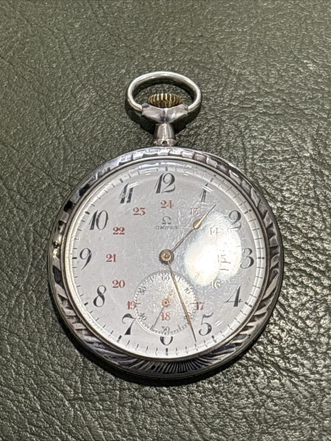 Montre De Poche Ancienne En Argent 800 – Poids 20g, Décor Ciselé, Mouvement Mécanique Manuel