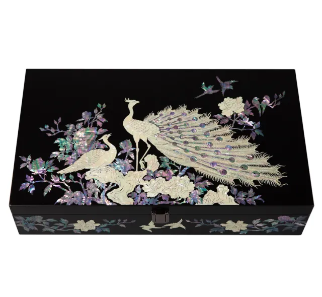 Mother of Pearl Peacock Sunglass Box Eyeglasses Jewelry Storage Show Case Holder