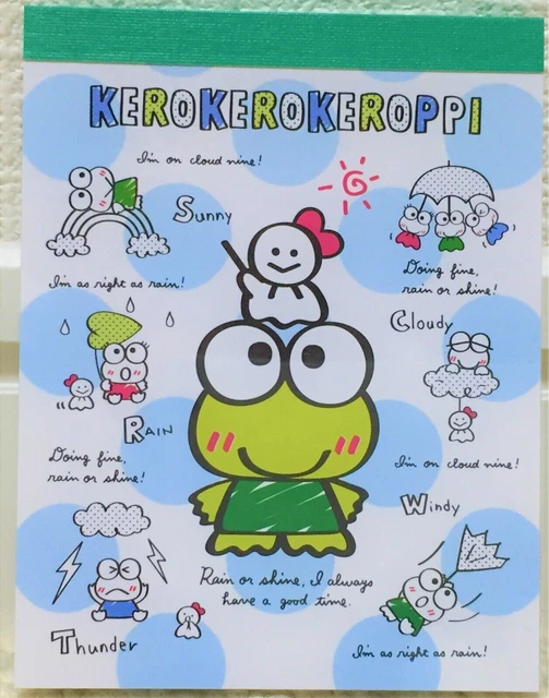 Sanrio Personaggio Kero Kero Keroppi Mini Blocco Note 100 Tempo 2020 MADE...