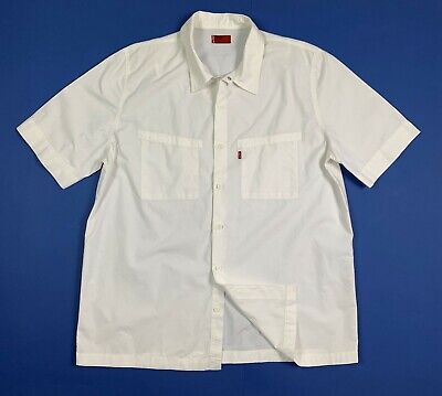 Levis red tab camicia uomo usato manica corta XL shirt white regular fit T7443