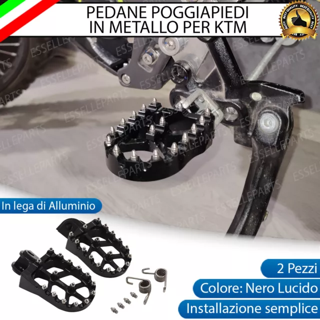 Coppia Pedane Maggiorate Nere In Ergal Per Ktm Exc Sx Xc Xcf W Freeride