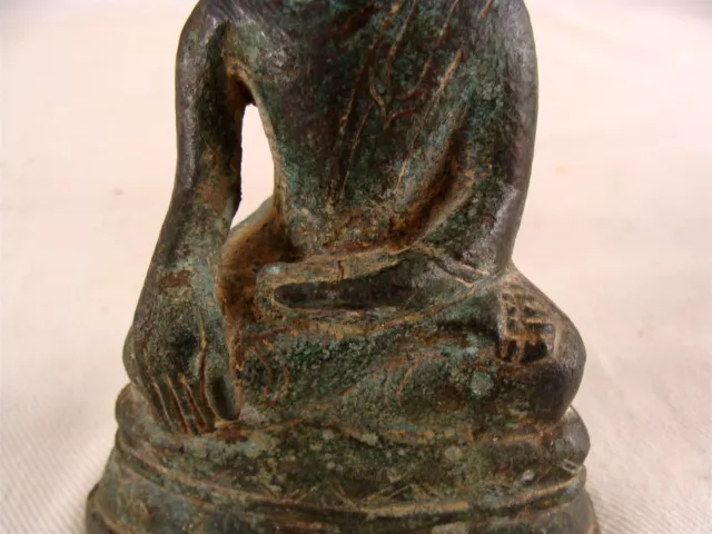 Antique 19C Burmese Bronze Seated Buddha Figure 3