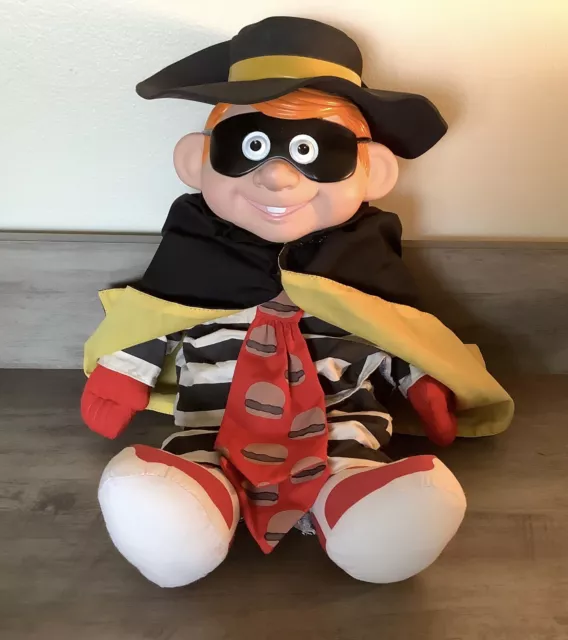McDonald's Hamburglar Plush Doll 1987 With Vinyl Head, Cape, Tie, and Hat  15 In