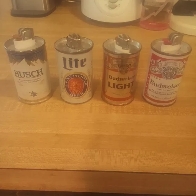 Lot of Four Mini Beer Can Lighter Holders