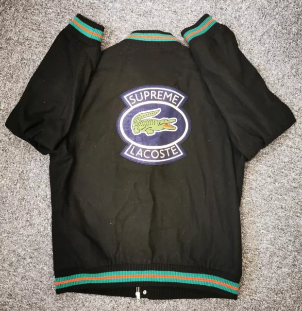 Supreme lacoste wool varsity deals jacket black