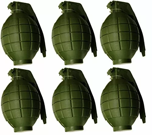 Pack of 6 Kids Army Toy GREEN Hand Grenades - With Flashing Light & sound - Role