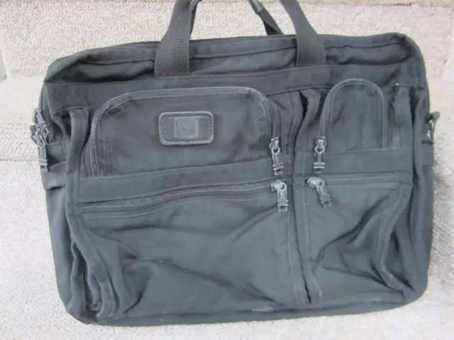 TUMI ALPHA Black Ballistic Nylon Expandable Briefcase LAPTOP Bag   Made In USA!