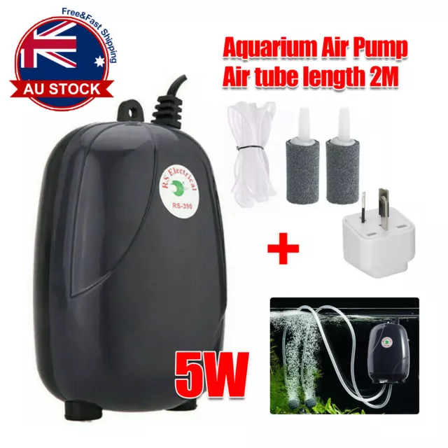 Oxygen Pump Aqua Fish Tank Aquarium Pond Air Bubble Disk Stone Aerator 2Outlet