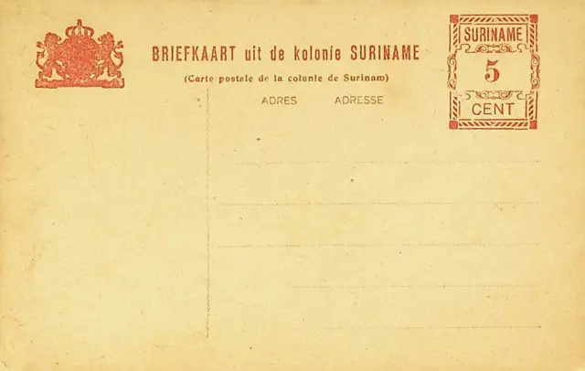 Suriname Unsued 5c Postal Briefpapier Karte