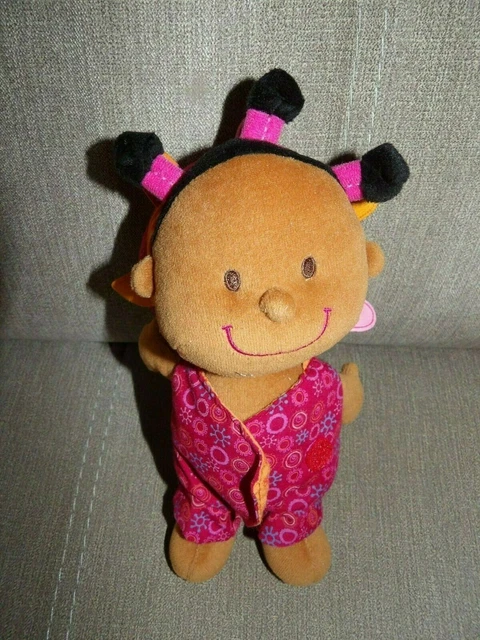 Doudou Peluche LILLIPUTIENS Poupée Chiffon Métisse Fille Combinaison Rose  23 cm