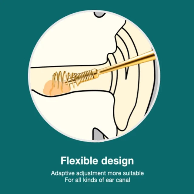Flexible Spring Ear Pick with Long Golden Handle Creative Household Tool
