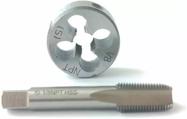 1/8-27NPT Tap And Die,Machine Thread Tap + Round Thread Die Right Hand HSS Taper