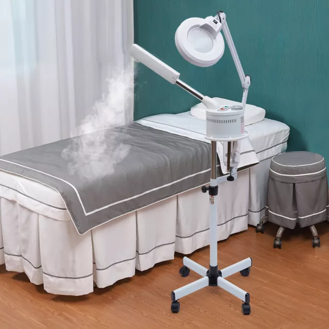 2 In 1 Facial Steamer + 5x Magnifying Lamp Ozone Steam Salon Spa Equipment