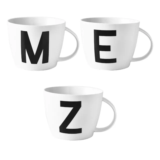 Stylish Ceramic Letter Mug Tea And Coffee Lovers White High Temperature