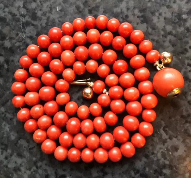 Korallenkette Vintage 43,4 g Old Coral Beads Necklace Precious Coral TOP-Zustand