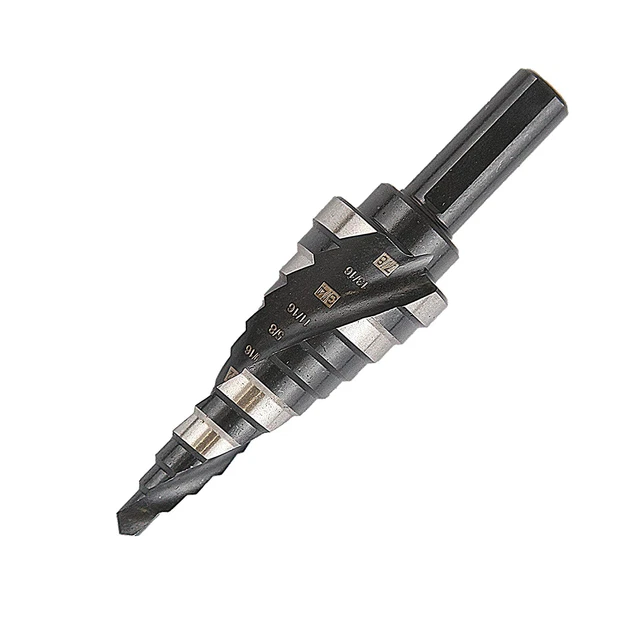 Step Drill Bit,3/16 to 7/8 Inch M2 HSS High Speed Steel Spiral Grooved Step Bit