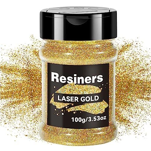 "Polvo de brillo ultrafino holográfico resineras - 3,53 oz/100 g 1/128" metálico...