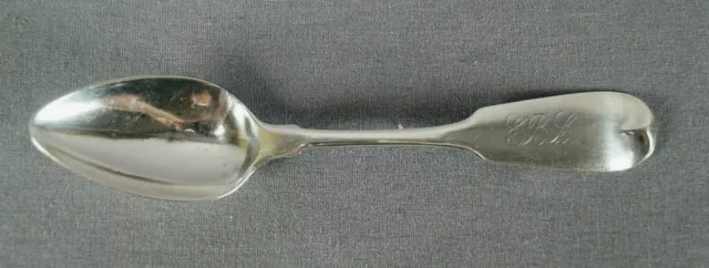 Albert Coles New York Monogrammed EBL Coin Silver Spoon C. 1835-1875