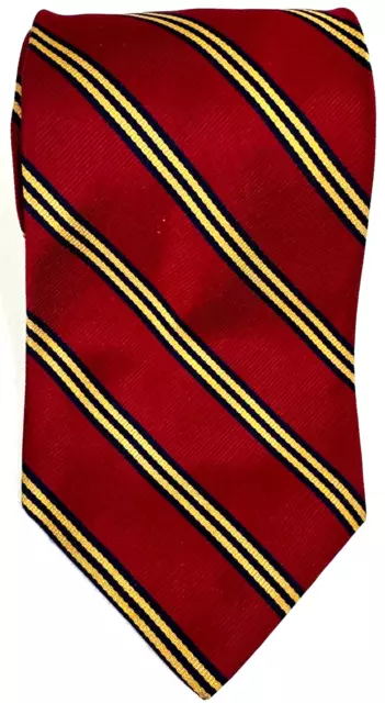 Brooks Brothers 100% Silk Tie Necktie Red Navy Blue Gold Triple Repp Stripe