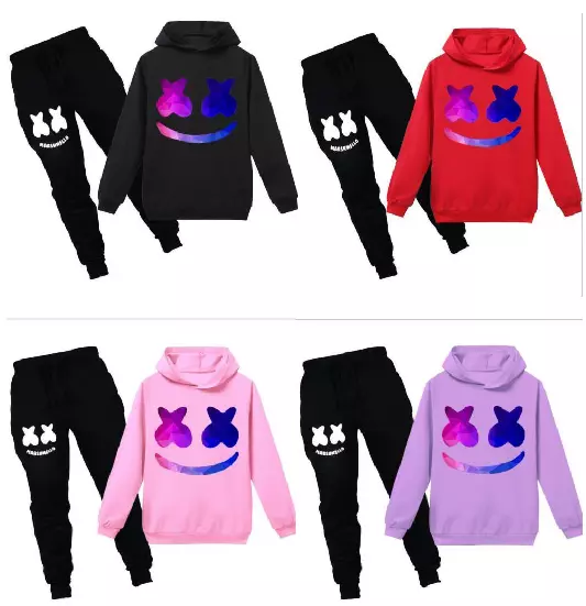 Abiti con cappuccio pullover DJ Marshmello DJ bambini ragazzi ragazze + set pantaloni felpa