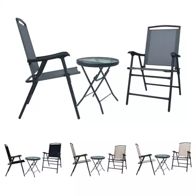 Ensemble de Bistro 3 pcs Acier Salon de Jardin Terrasse Multicolore