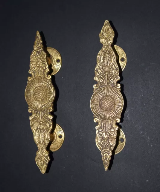 Floral Door Handle Pair Brass Flower Design Pull Wedding Home Entry Decor EK680