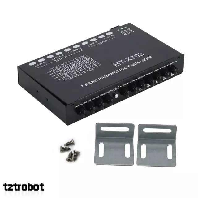 TZT 7 Band Equalizer Car Audio EQ Tuning Crossover Amplifier 12V Pre-parametric