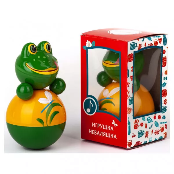 Stehaufpuppe "Frosch", 15 cm Wackelpuppe Musikpuppe Newaljaschka Stehaufmännchen