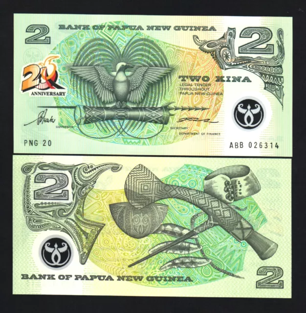 Papua New Guinea 2 Kina P15 1995 Commemorative Polymer Unc Money Bill Bank Note