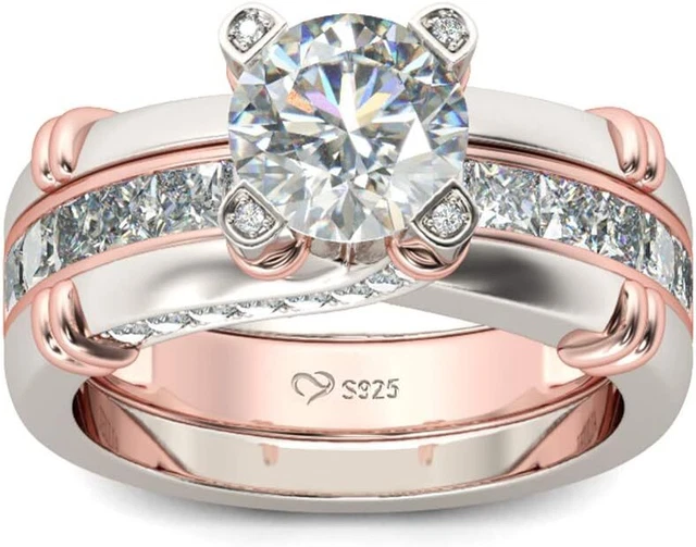 Jeulia Diamond Band Rings for Women cz Sterling Silver 1 rose gold