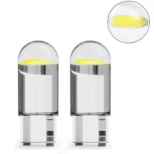 2x Ampoules T10 LED cob W5W Blanche Veilleuse 6000K pour Voitures motos scooters