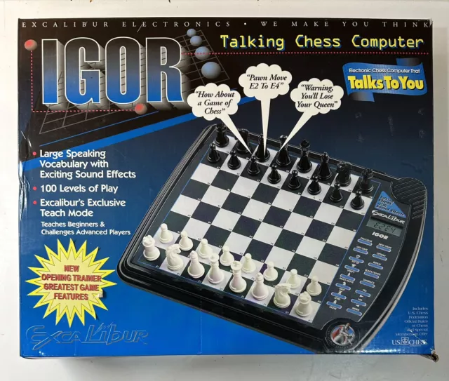 Excalibur IGOR TALKING CHESS COMPUTER Game Model 711E COMPLETE In Box WORKS