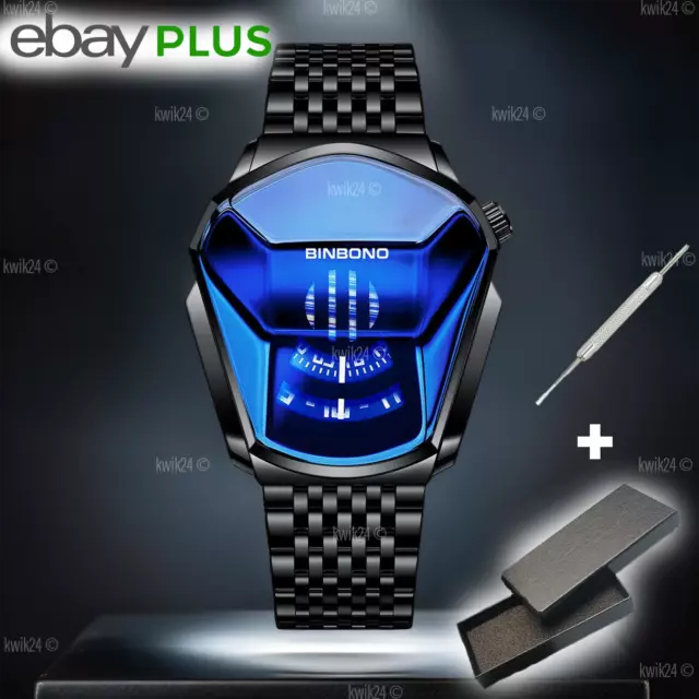 Armbanduhr Herrenuhr Herren Männer Uhr Wasserdicht Edelstahl Schwarz Blau